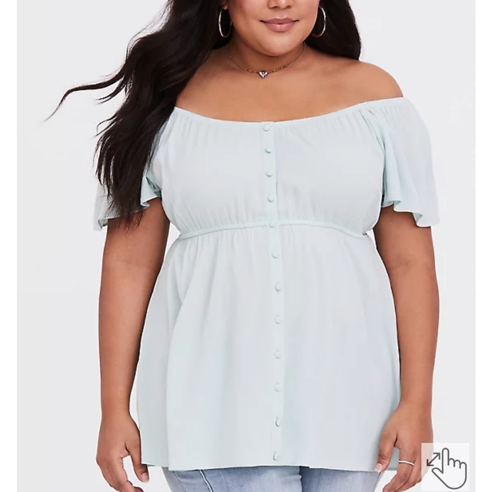 Torrid Babydoll Crepe Off-Shoulder Top